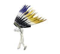 Perfeclan Indian Hat Men Women Feather Headdress for Stage Performance Mardi Gras Festival, Red Yellow Blue