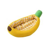 Perfeclan Industrial Bed Fruit-Shaped Animal Furniture Nest Cushioned Cat Dog Cozy PP Cotton Material Suitable for Room Bedroom, S 48 29cm, Banana Cat Bed Summer Style