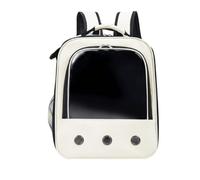 perfeclan Industrial Carrier Pet Backpack Carrier Cat Travel Backpack Pet Transport Bag With Clear Front Panel Mesh Air Circulation PVC Oxford Cloth Top Handle, White