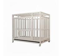 perfeclan Industrial Enclosure Metal Pet Cage with Latch and Framed Powder-Coated Features Mobile Base with Casters Suitable for, White, White, 95 65 85cm