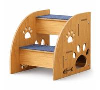 perfeclan Industrial Ramp Pet Ramp Steps Ladder With Gentle Incline And Non Slip Surface Solid Wood Construction Reduces Joint Strain And Assists Small Elderly, Wooden two-layer pet stairs