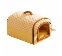 Perfeclan Insulated Sleeping Shelter Pet House Bed Tunnel With Soft Outer Surface Cushioned Entrance And Portable Handle For, Yellow, 3XL Recommended For Pets Under 90 Catties