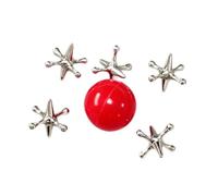 Perfeclan Jacks Game with Ball Old School for Kids for Favors Birthday Parties, 6Pcs Silver