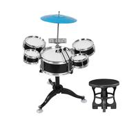 Perfeclan Kids Drum Set Jazz Drum Kit, Simulation Drum Set, Toddlers Children's Drums kit, Early Learning Simulation Kindergarten Gift Ages 3-6 5 Drums Beginners Percussion Instrument, Black