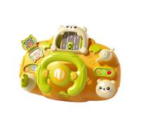 Perfeclan Kids Steering Wheel with Sound Simulation Pretend Play My First Driving Toy for, Pressing, Pulling Desk Preschool, yellow