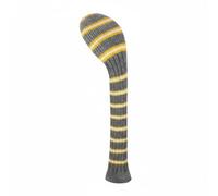 perfeclan Knitted Golf Club Cover Designed With Acrylic Yarn Golf Headcover Stylish Stripes Long Neck Equipment Protector For Wrinkle Resistant Protection, Gray Yellow White