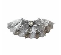 perfeclan Lace Cat Collar Multi-Layered Embroidered Bow Tie Pet Accessory Gemstone Pendant Adorable Ruffled Bib for Cleaning Pet Chest Suitable for Photoshoots Indoor Events Parties, M