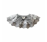 perfeclan Lace Cat Collar Multi-Layered Embroidered Bow Tie Pet Accessory Gemstone Pendant Adorable Ruffled Bib for Cleaning Pet Chest Suitable for Photoshoots Indoor Events Parties, L