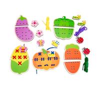 Perfeclan Lacing Cards, Lacing Playing Games, Wood Developing Imagination, Educational Learning Gift for Boys Girls Sewing Cards, Vegetable