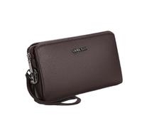 perfeclan Lock Clutch Bag for Men Large Card Phone Organizer Wallet for Father Husband Son, Brown