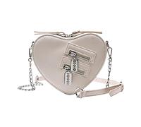 perfeclan Love Heart Shape Shoulder Bags Solid Color Detachable Shoulder Strap Purse Casual Handbag Lovely Lady Trendy for Travel Date, White