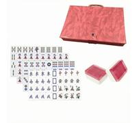 perfeclan Mahjong Set Tile Game Equipment Acrylic Mahjong Tile Set With Standard Composition For Familiar Printed Faces, Pink, Pink Silk Mahjong Tiles + Red Leather Box