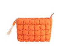 perfeclan Makeup Bag Travel Toiletry Bag for Women Toiletries Accessories for Purse Wide Open Portable Handy Makeup Pouch, orange