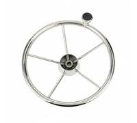 perfeclan Marine Steering Wheel Boat Wheel Wheel Control Wheel With Textured Grip Points And Turning Knob Stainless Steel Mirror Polished Five Spoke Layout, 13-5 Inch