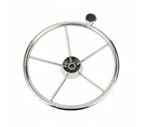 perfeclan Marine Steering Wheel Boat Wheel Wheel Control Wheel With Textured Grip Points And Turning Knob Stainless Steel Mirror Polished Five Spoke Layout, 15-5 Inch