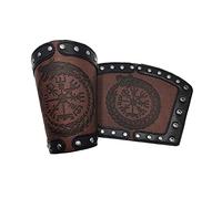 Perfeclan Medieval Arm Bracers Embossed Men Women PU Leather Bracer Wristband Arm Guards for Photo Props Cosplay Accessories Party Halloween, Brown