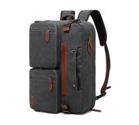 Perfeclan Men Laptop Carrier Laptop Backpack Briefcase Bag Satchel with Two and Matching Trim Accents padded stowable straps suitable for business commute, Array, 10001 Canvas Grey, 15.6 Inches