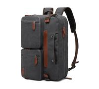 Perfeclan Men Laptop Carrier Laptop Backpack Briefcase Bag Satchel with Two and Matching Trim Accents padded stowable straps suitable for business commute, Array, 10001 Canvas Grey, 17.3 Inches
