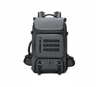 Perfeclan Men Waterproof Rucksack Travel Backpack Laptop Bag Hiking Pack Outdoor Daypack With USB Port Anti Snatch Buckle Oxford Polyester Suitable for train, Grey, Grey, 22 Inch