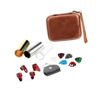 perfeclan Metal and Glass Slides, Thumb Finger Picks, Smooth Instrument Accessories with Bag for Banjo, Bass, Strings Instrument Player, 60mm