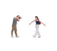 Perfeclan Miniature Figurine Resin Human Figures Pair Hand-Painted Sculptures Photographic Character Detail Small Decor Suitable for Model Layouts Collection Display