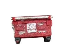 perfeclan Miniature Trash Can 1 64 Scale Resin Rubbish Bin Open Top Hinged Rail Decorative Wheeled Base Suitable For Outdoor Diorama Custom Scenery, Red