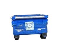 perfeclan Miniature Trash Can 1 64 Scale Resin Rubbish Bin Open Top Hinged Rail Decorative Wheeled Base Suitable For Outdoor Diorama Custom Scenery, Blue
