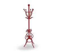 perfeclan Miniature Wardrobe Stand Dollhouse Coat Rack Clothes Hanger Display Stand Iron Frame With Curved Legs Ball Finial Top Suitable for dressing corners, Red