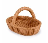 perfeclan Miniature Woven Basket Crafted from Resin Realistic Bread Basket Appearance Intricate Weaving Pattern Lightweight Build Suitable for Dollhouse Kitchen Bakery Market Stall