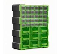 perfeclan Modular Parts Organizer with Drawers and Bins Heavy Duty Wall-Mountable Hardware Organizer with Transparent Drawers Space-Saving for Garage, Green