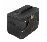 Perfeclan Musical Equipment Cover Canvas Amp Carrier Bag Speaker Storage Case with Padded Interior and External Pockets for Live, Black, S