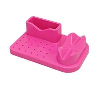 perfeclan Nails Polishing Machine Organizer Bits Storage Box Grinding Machine Rack Display Case Manicure Tools 20 Holes Drill Holder, Rose Red