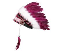 Perfeclan Native American Indian Headdress Adults Kids Exaggerate Themed Party Chief Hat, Rose Red