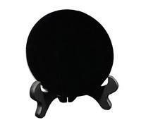 Perfeclan Obsidian Stone Disc Circle Disc Round Plate Home Decoration Ornament Crafts Mini Obsidian Scrying Mirror Feng Shui Mirror, Diameter 18cm