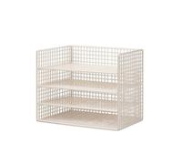 perfeclan Office Document Organizer Rolling Cart Storage Rack File Holder Book Shelf With Space-Saving Vertical Frame And Mobile Casters Suitable for home, Cream White, Four-layer Horizontal