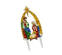 Perfeclan Outdoor Nativity Scene Christmas Decoration Ornament with Light Portable Yard Sign for Garden Courtyard Themed Party Outside, Style A