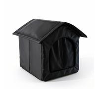 perfeclan Outdoor Shelter Pet House Cat House Dog House Kennel With Elevated Base Waterproof Windproof Cover And Arched Doorway suitable for patio porch garden outdoor, Black, Small 33 33 33