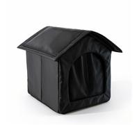 perfeclan Outdoor Shelter Pet House Cat House Dog House Kennel With Elevated Base Waterproof Windproof Cover And Arched Doorway suitable for patio porch garden outdoor, Black, Large 42 42 42