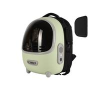 perfeclan Pet Carrier Astronaut Backpack Dome Window Ventilated Mesh Zipper Enclosure Shoulder Straps Shell sponge lining stable base feet suitable for, Green, Upgraded Version With Fan