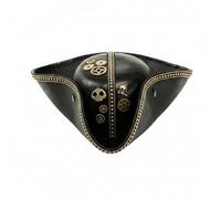 Perfeclan Pirate Hat Tricorn Hat Costume Hat Cosplay Hat Steampunk Details With Vintage Look and Suitable for Halloween Parties Stage Performances Themed Cosplay, Black, Black With Gold Trim
