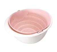 Perfeclan Portable Practical Rice Washing Basket Bowl Plastic Vegetables Cleaning Drainer Food Fruit Colander Basket Tool Kitchen Strainer, Pink