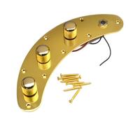perfeclan Prewired Control Plate for Electric Bass, Bass Wiring Harness Plate Set Replacements, with Switch Knob, Fully Loaded Control, gold