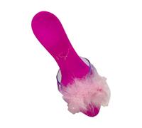 Perfeclan Princess Dress up Shoes 1 Pair Versatile Jelly Sandals for Girls Pretend Play for Beach Cosplay, pink with feather