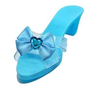 Perfeclan Princess Dress up Shoes 1 Pair Versatile Jelly Sandals for Girls Pretend Play for Beach Cosplay, blue with bow