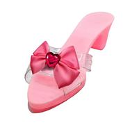 Perfeclan Princess Dress up Shoes 1 Pair Versatile Jelly Sandals for Girls Pretend Play for Beach Cosplay, pink with bow