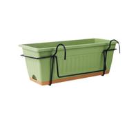Perfeclan Railing Planter Window Box Planter with Rack and Tray Vegetable Planting Box Flower Pot for Indoor Outdoor Windowsill Porch, Green