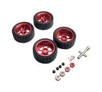 Perfeclan RC Wheels and Tires 12mm Hex Hub Upgrade Accessories RC Rubber Tires Metal Wheel Hub for 144001 1/12 1:14 144010 144002, Red