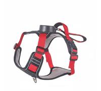 perfeclan Reflective Walking Vest With Leash Retractable Adjustable Straps Reflective Trim Lightweight Nylon Material for Outdoor Walks Training Night, Black Red, M