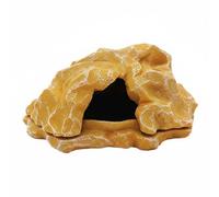 perfeclan Reptile Habitat Shelter Cave Hide Rock Shelter Terrarium Décor Basking Den Resin Build With Textured Stone Look suits or aquatic setups suitable for, Yellow, Reptile Hideout