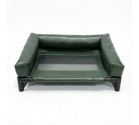 Perfeclan Resting Bed Pet Cot Raised Bolster Mesh Surface PU Leather Construction suitable for home resting yard lounging crate time L, Dark Green, L 81cm 63cm 15cm
